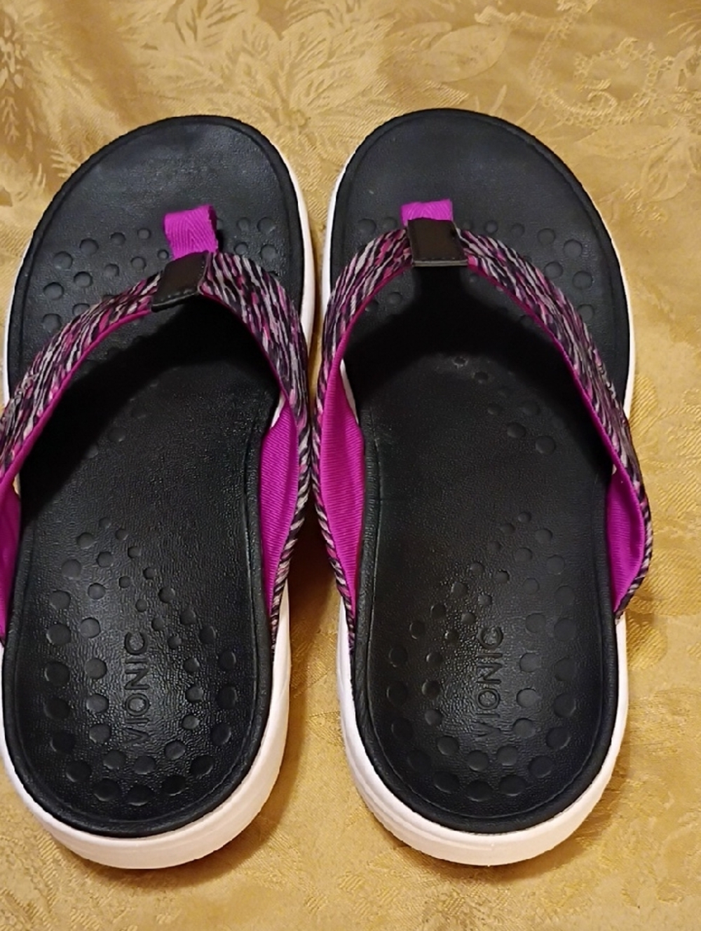 VIONIC Women’s Black & Pink Comfort Flip Flop Sandals SIZE 7.0 - Picture 3 of 10